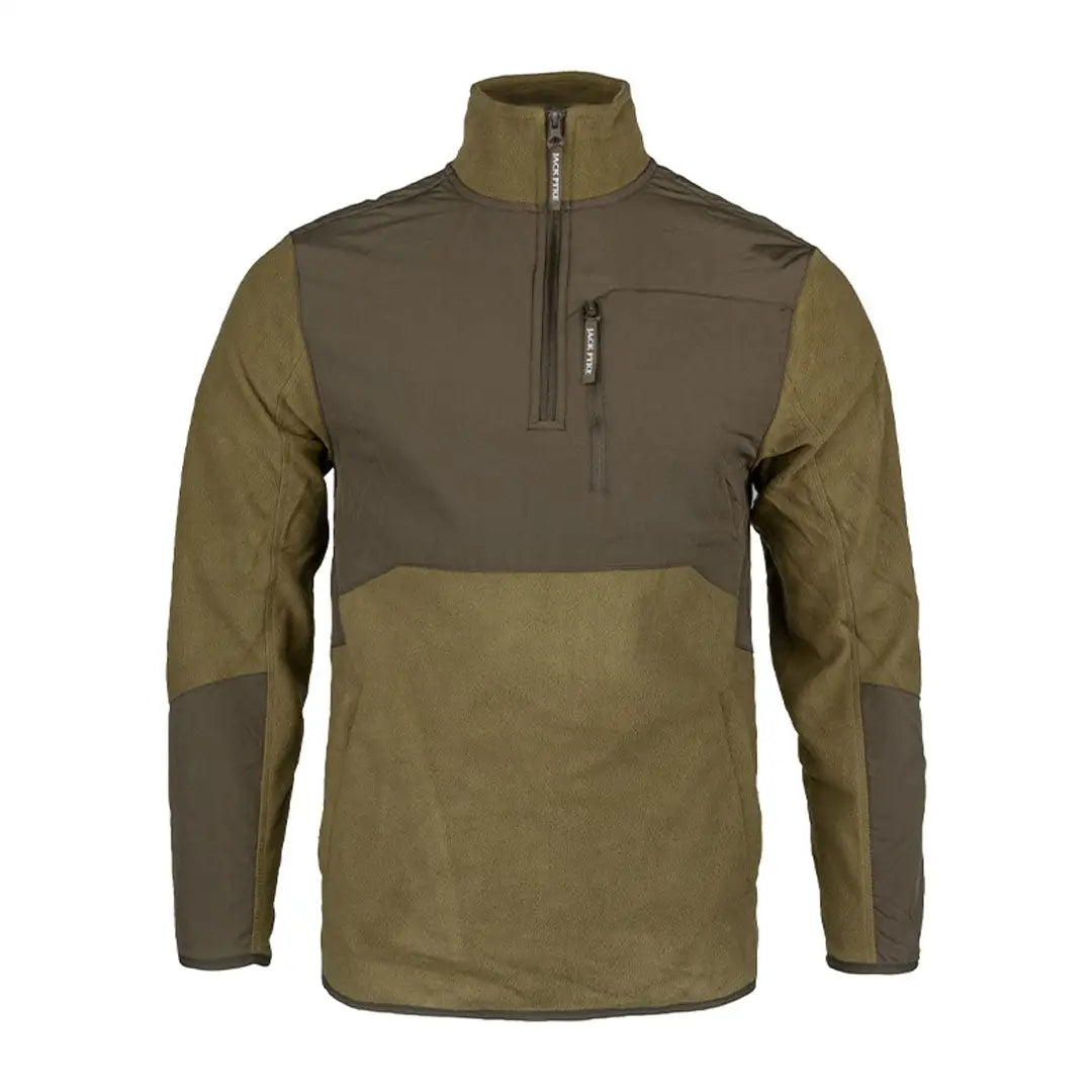 Olive green Jack Pyke Rannock fleece pullover perfect for cozy outdoor adventures