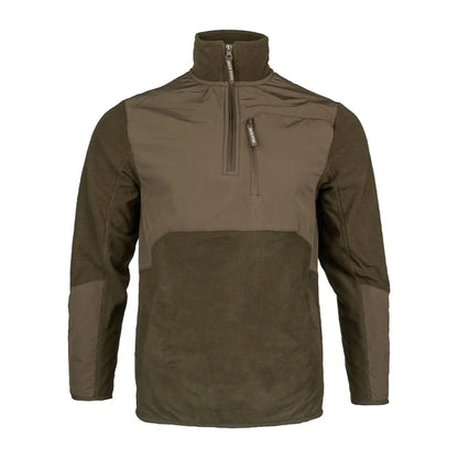 Olive green half-zip Jack Pyke Rannock Fleece Pullover perfect for outdoor adventures