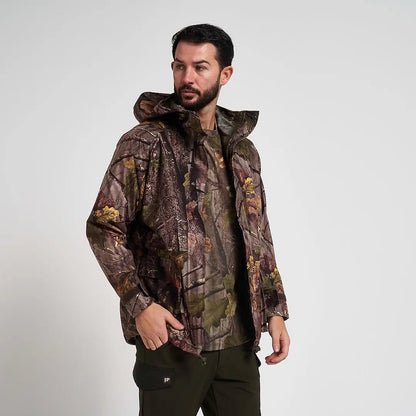 Jack Pyke Rannock waterproof hunting jacket in camo with floral motifs