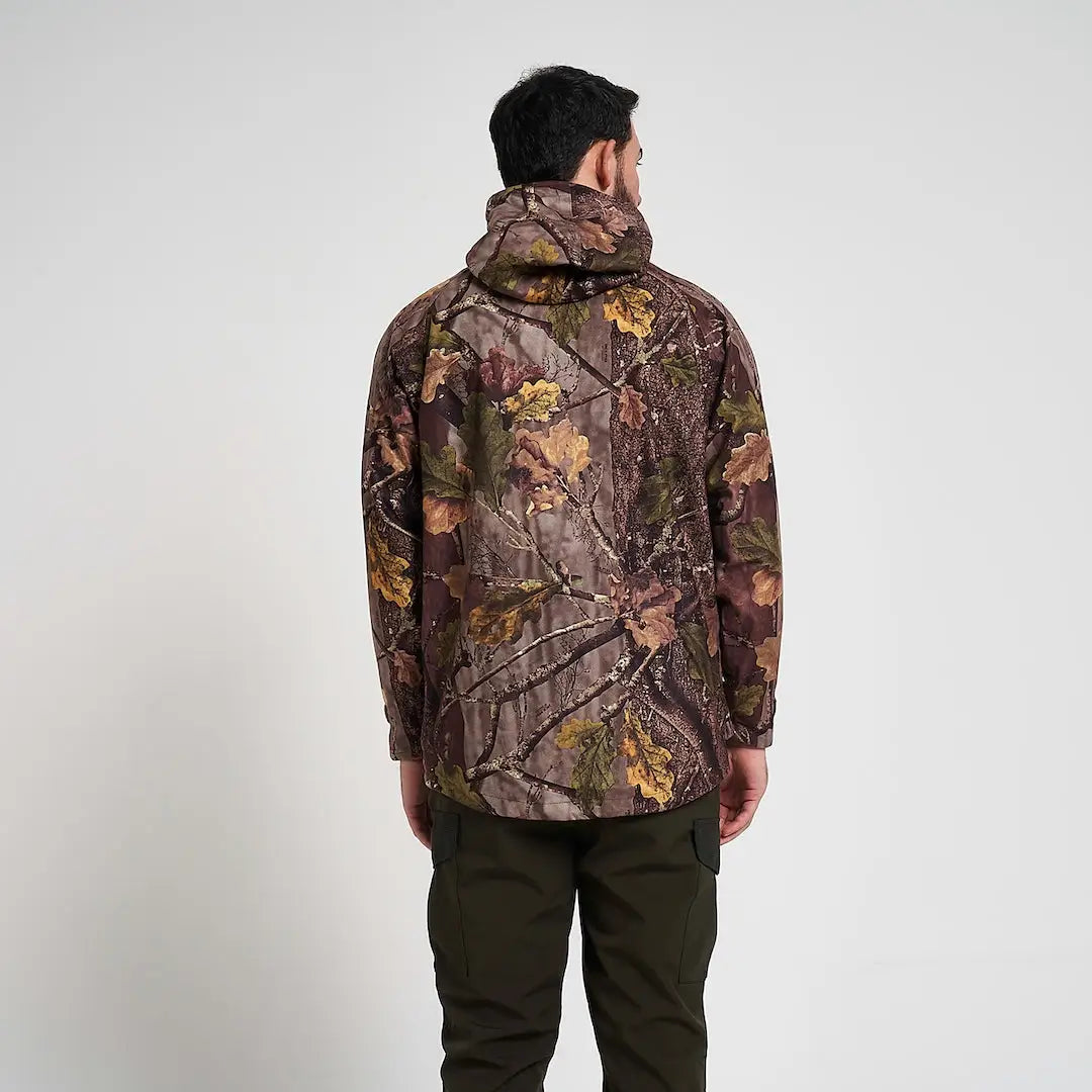 Jack Pyke Rannock waterproof hunting jacket in camo leaf pattern