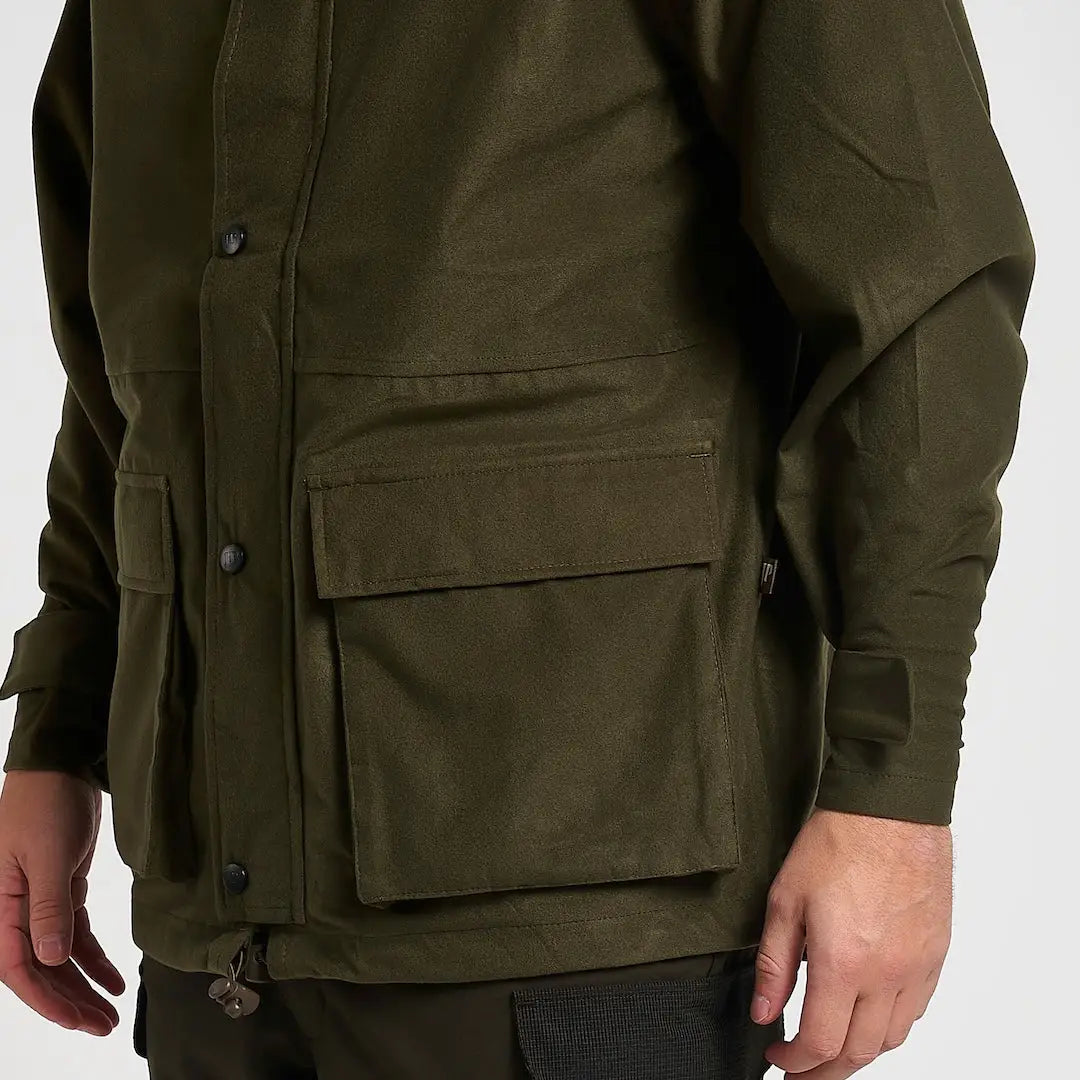 Jack Pykes Rannock olive green waxed cotton waterproof hunting jacket