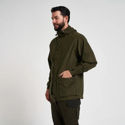 Jack Pykes Rannock olive green hooded waterproof hunting jacket
