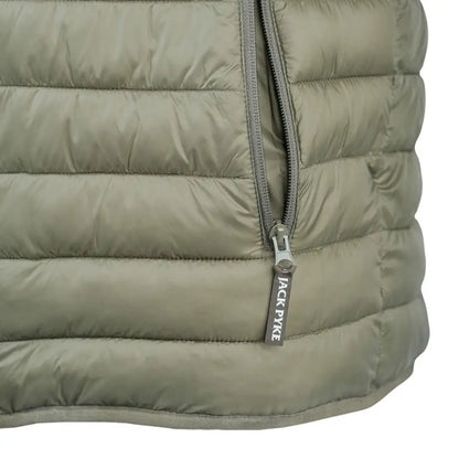 Olive green quilted reversible waterproof jacket with silver zipper