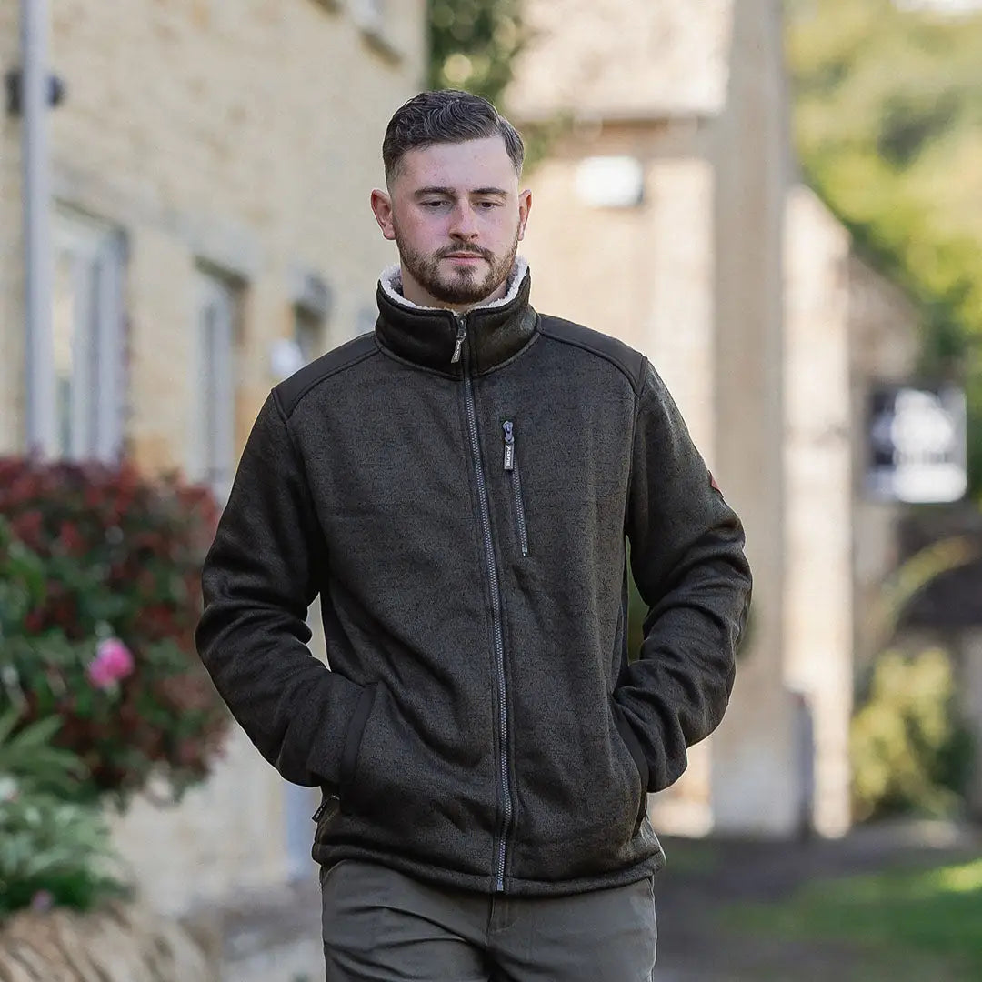 Jack Pyke Scandinavian Fleece Jacket in olive green with high collar