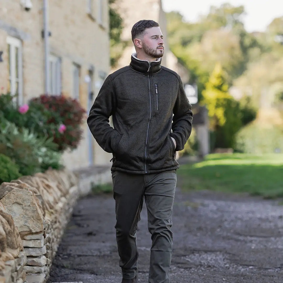 Jack Pyke olive green Scandinavian fleece jacket with zipper and pockets