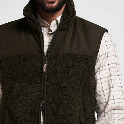 Olive green Jack Pyke Sherpa Fleece Gilet with plush textured lining