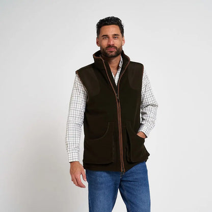 Dark brown Jack Pykes shooters gilet with tan zipper trim