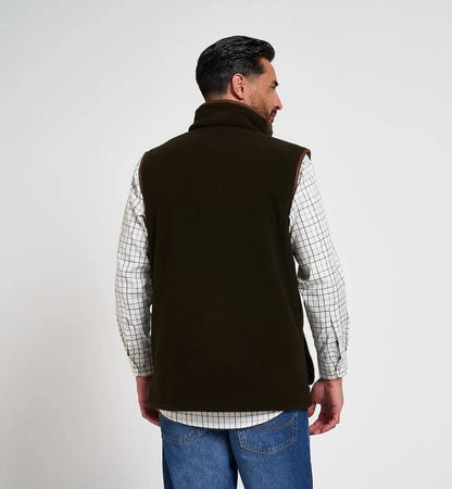 Brown Jack Pyke shooters gilet with high collar and tan trim