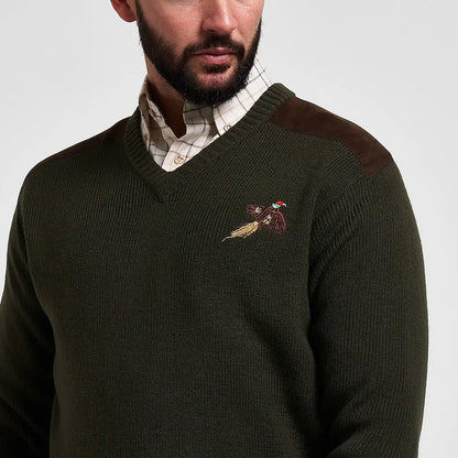 Olive green Jack Pyke Shooters Pullover with pheasant embroidery