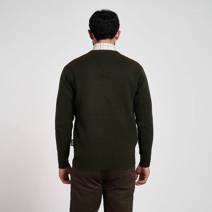 Jack Pyke Shooters Pullover in olive green ribbed knit with crew neck