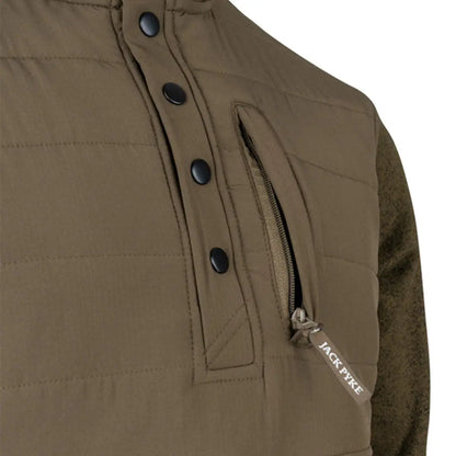 Jack Pyke snap neck pullover in olive green quilted design