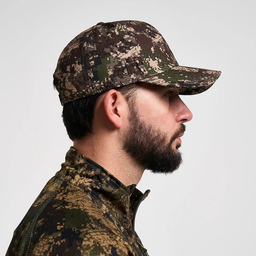 Jack Pyke softshell baseball cap in pixelated camo brown green beige