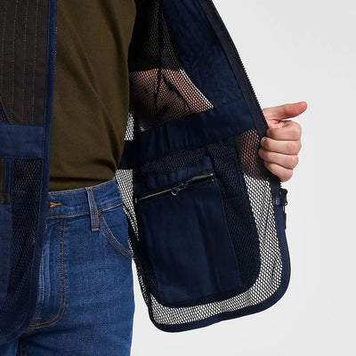 Jack Pyke Sporting Skeet Vest in navy blue mesh with zip pocket