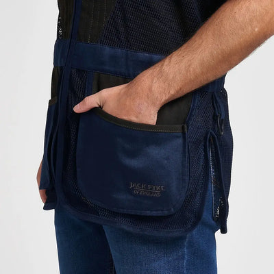 Jack Pyke Sporting Skeet Vest in navy blue mesh with suede pocket
