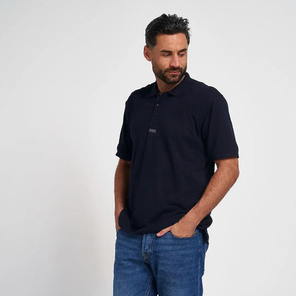 Navy blue Jack Pyke sports polo shirt with short sleeves and subtle chest logo