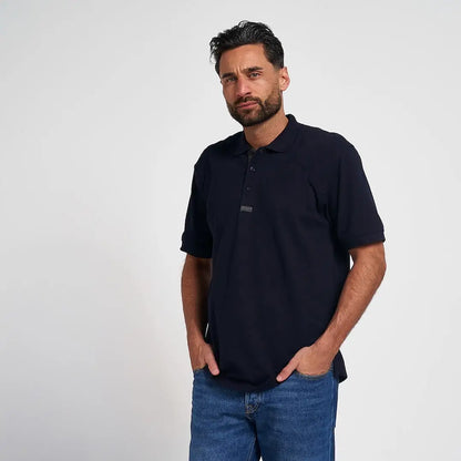 Jack Pyke sports polo: navy blue short-sleeve shirt with chest logo