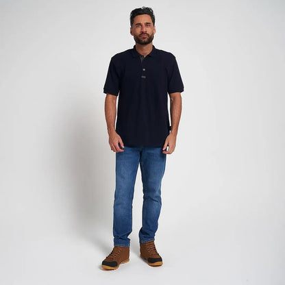Navy blue Jack Pyke sports polo shirt with short sleeves and collar