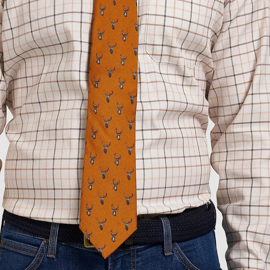 Jack Pyke Stag silk tie with black and white deer pattern