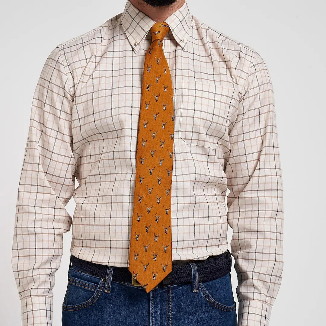 Vibrant jack pyke stag silk tie with orange deer pattern