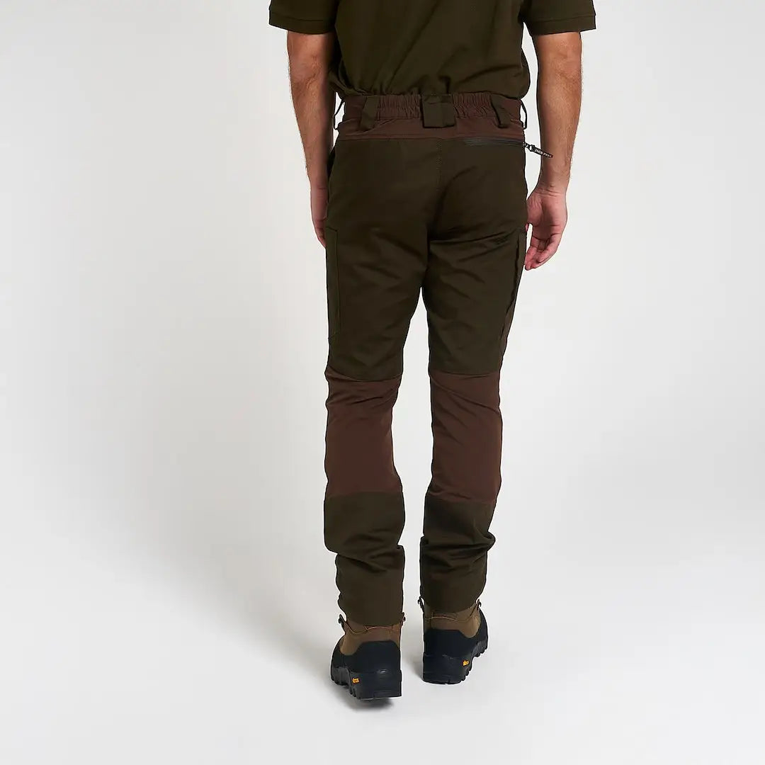 Olive and brown Jack Pyke technical hybrid trousers with reinforced panels and pockets