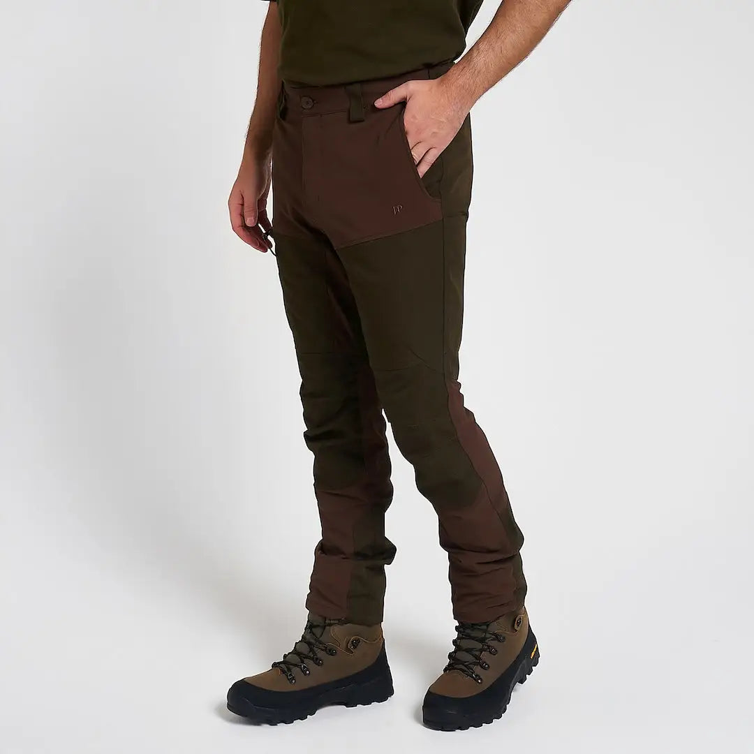 Jack Pyke technical hybrid trousers in dark olive and brown two-tone with reinforced panels