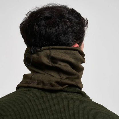 Jack Pyke technical neck gaiter in olive green fleece with black drawstring