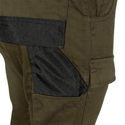 Khaki green Jack Pyke Technical Work Trouser with black reinforced knees and utility pocket
