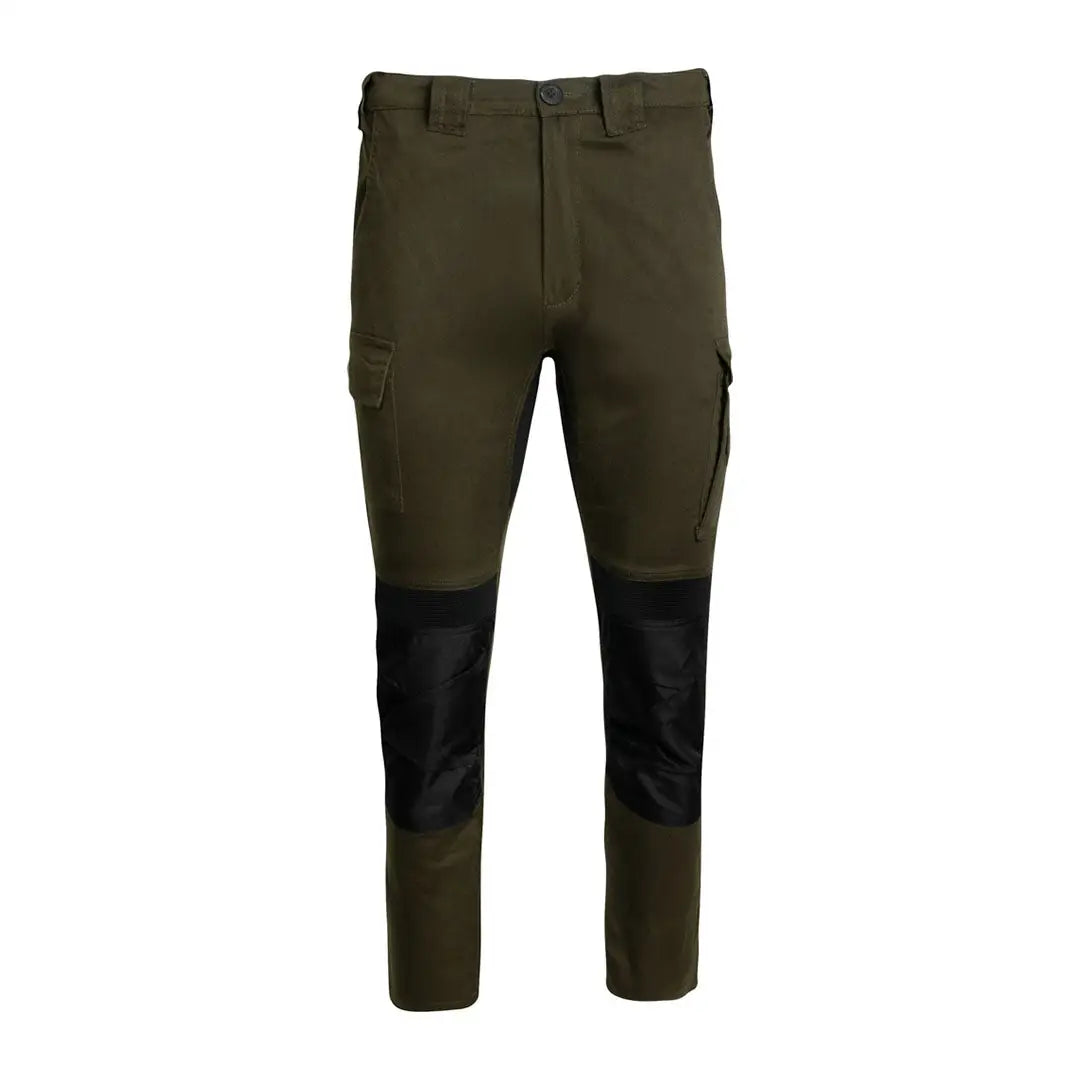 Men’s olive green Jack Pyke Technical Work Trouser with black knee patches