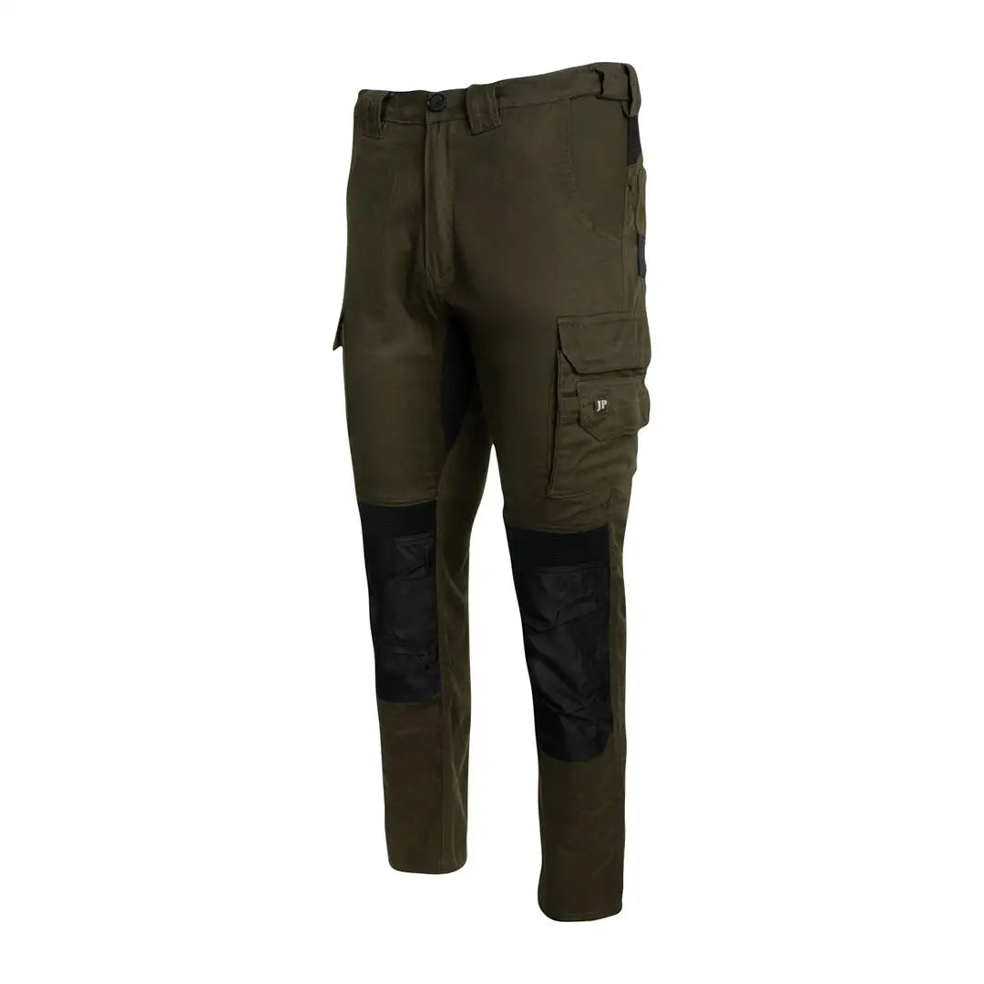 Dark green Jack Pyke Technical Work Trouser with reinforced black knee patches