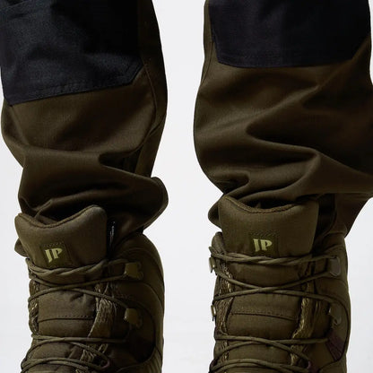 Jack Pyke Tundra boots in olive green with navy thigh patches and JP logo