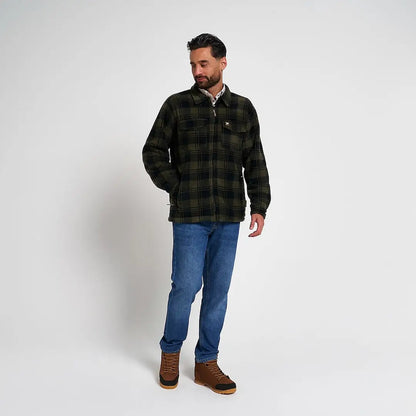 Jack Pyke Tundra Shirt: dark green black plaid flannel jacket