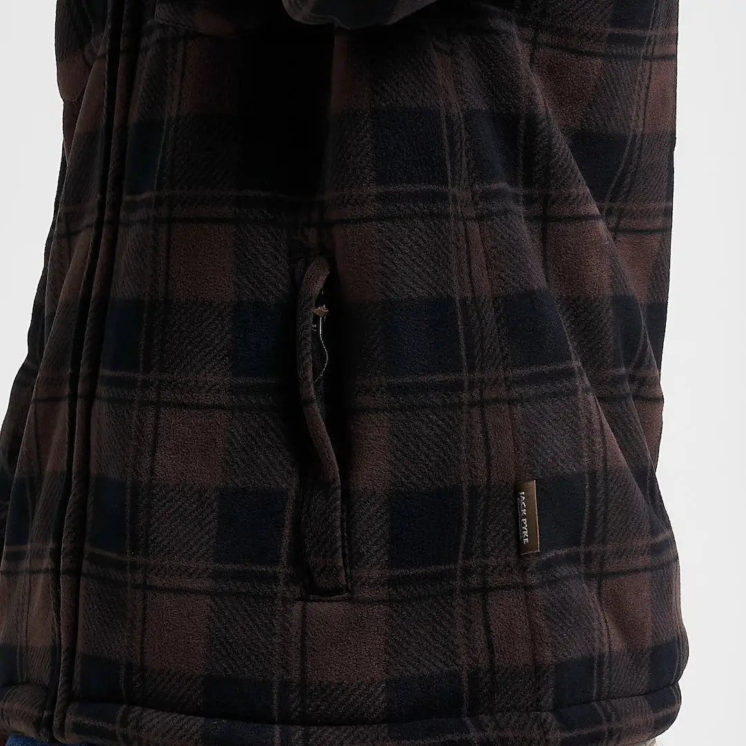 Cozy Jack Pyke Tundra Shirt in dark brown black plaid fleece