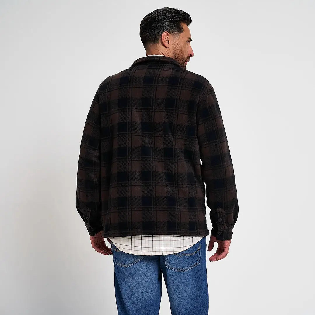 Jack Pyke Tundra Shirt: dark brown black plaid flannel jacket