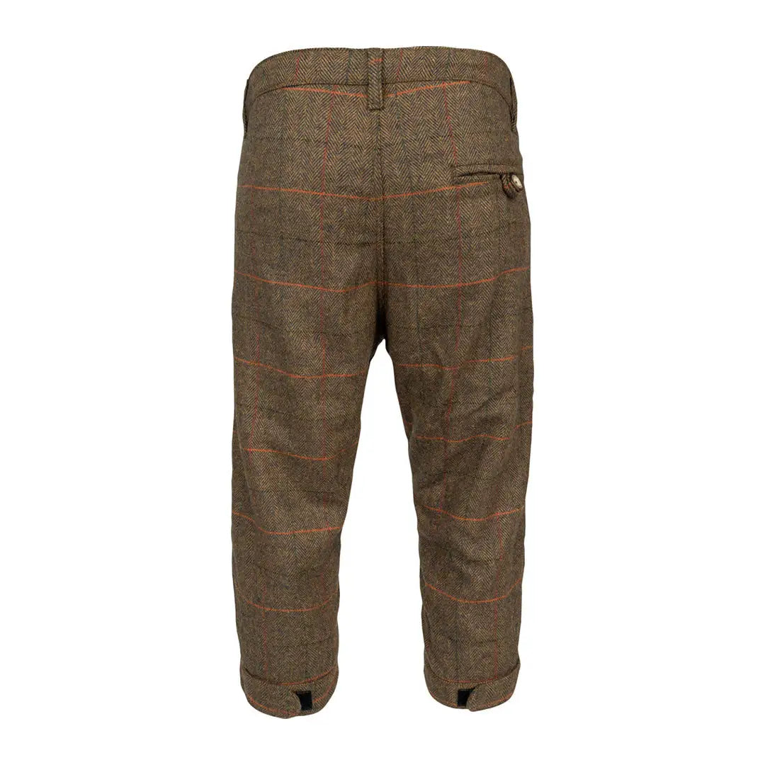 Jack Pyke Tweed Breeks: brown green plaid pants with elastic waist and pockets
