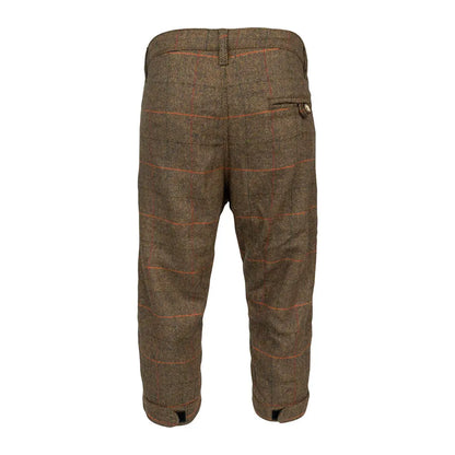 Jack Pyke Tweed Breeks: brown green plaid pants with elastic waist and pockets