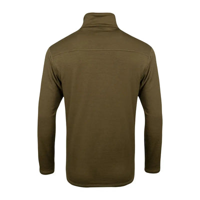 Men’s olive green Jack Pyke Waffle Fleece Top with stand-up collar and horizontal ribbing