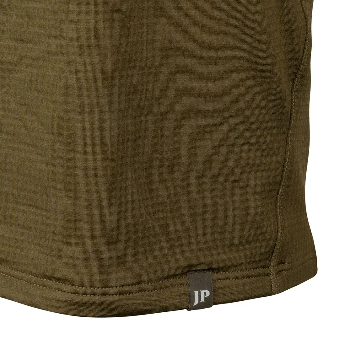 Olive green Jack Pyke Waffle Fleece Top with textured fabric and JP tag at hem