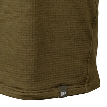 Olive green Jack Pyke Waffle Fleece Top with textured fabric and JP tag at hem