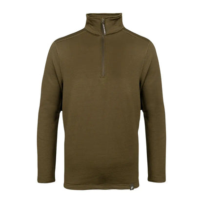Men’s olive green Jack Pyke Waffle Fleece Top with long sleeves and quarter-zip style