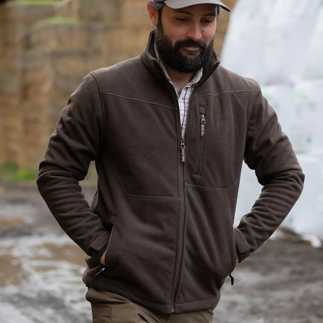 Brown Jack Pyke Waterproof Fleece Jacket perfect for outdoor adventures and chilly days