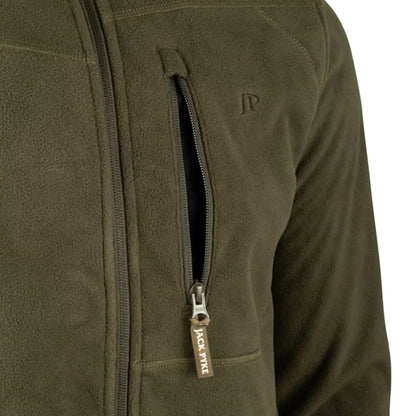 Olive green Jack Pyke Waterproof Fleece Jacket for warmth and style in the outdoors