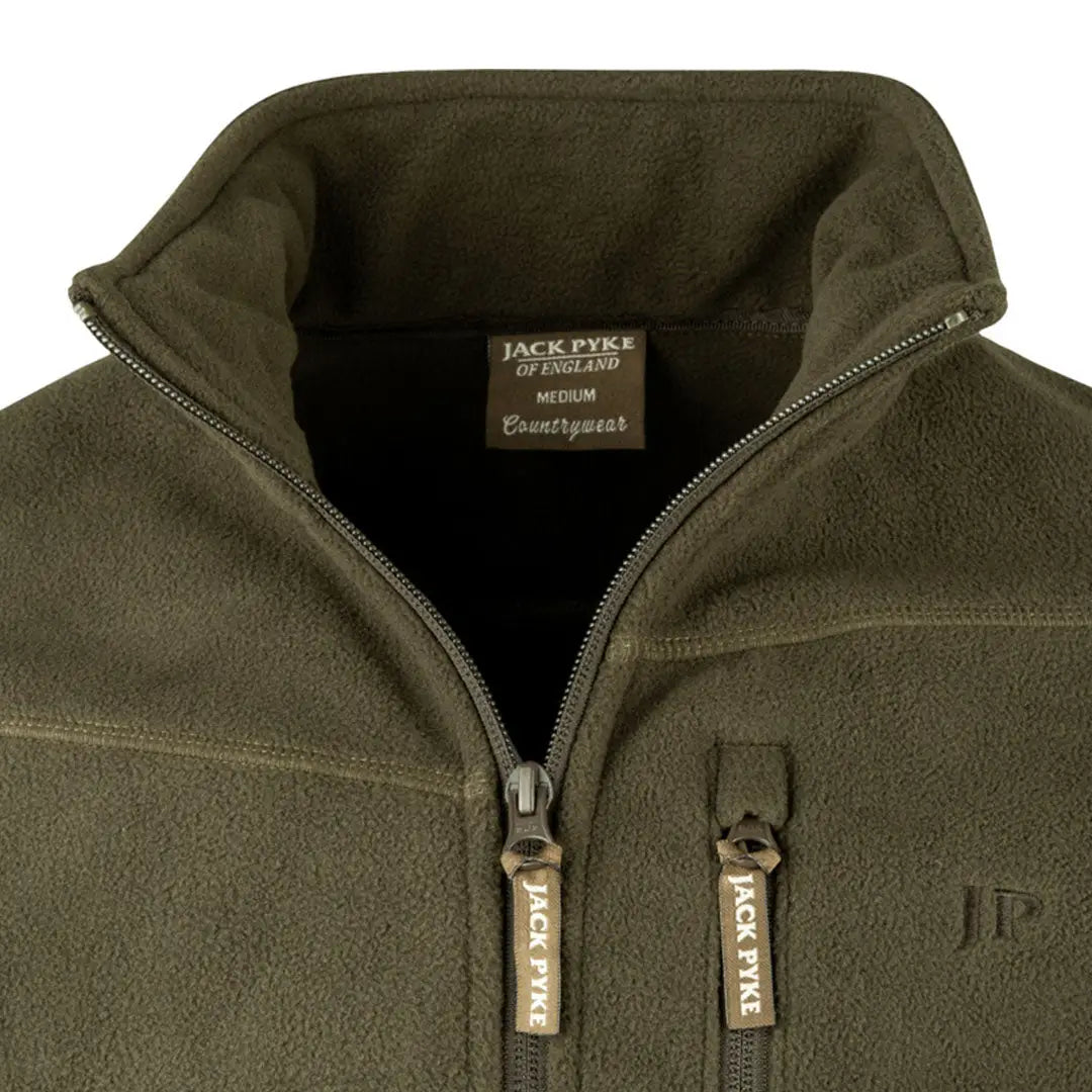 Olive green Jack Pyke Waterproof Fleece Jacket, perfect for outdoor adventures