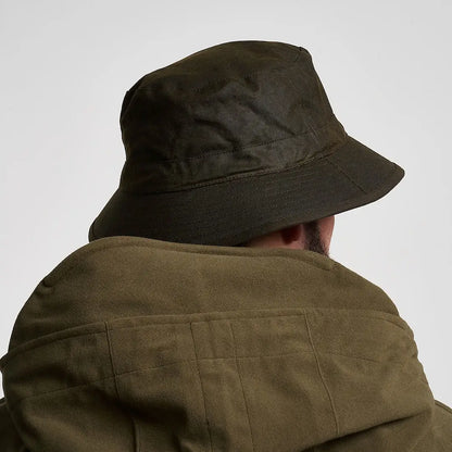 Jack Pyke wax bucket hat in dark olive with textured water-resistant fabric