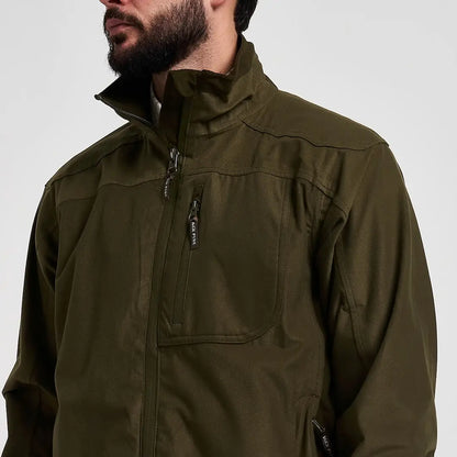 Olive green Jack Pyke Weardale field jacket with high collar and zip pockets