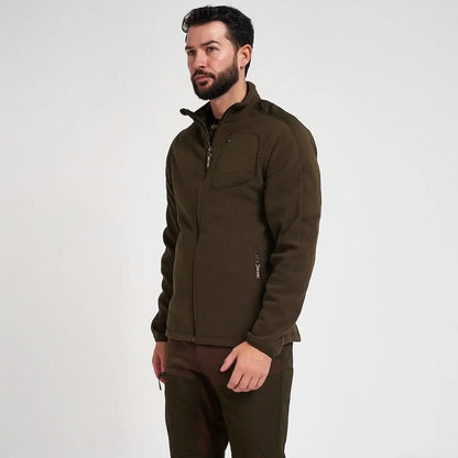 Jack Pyke Weardale fleece jacket in olive green with zippered pockets and high collar