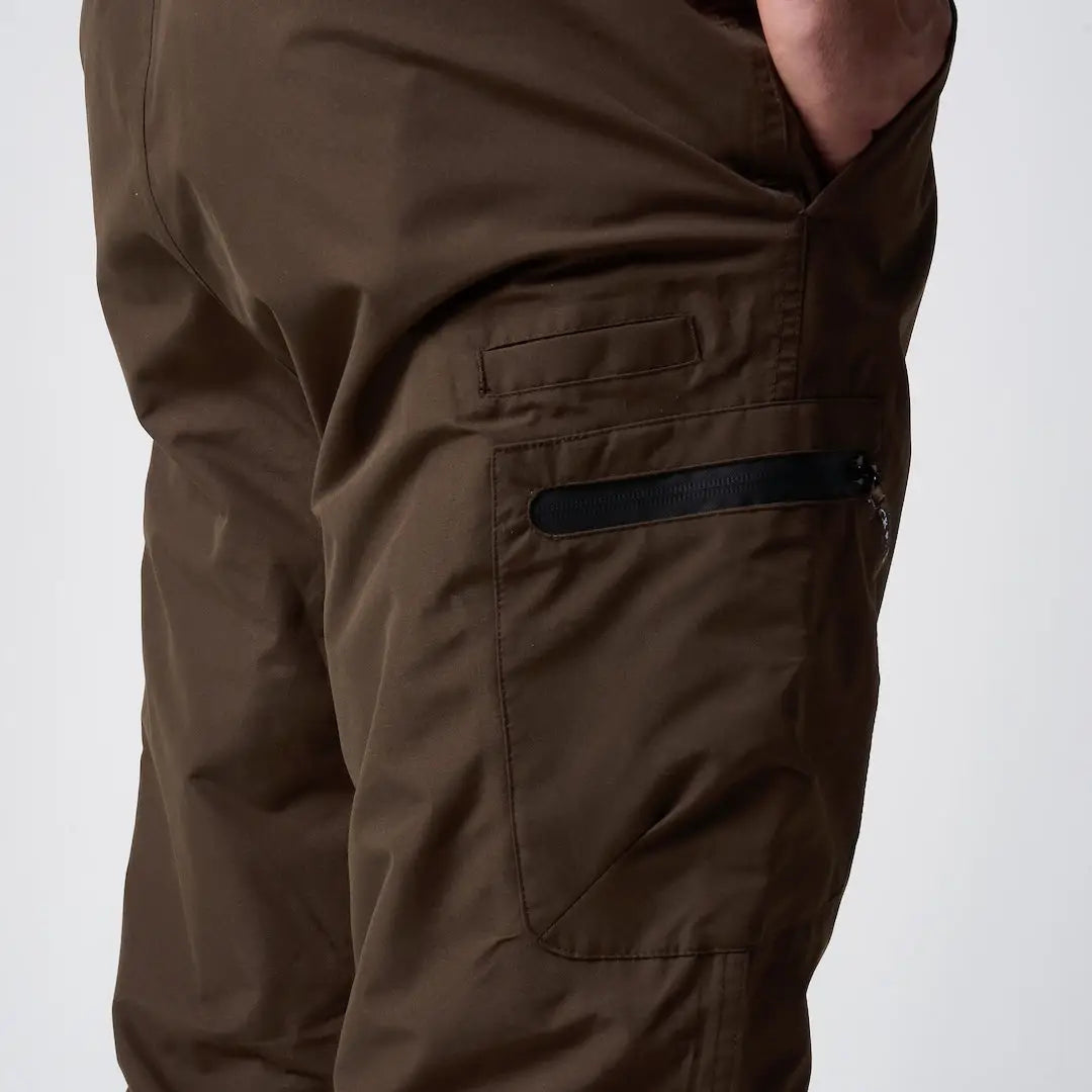 Jack Pyke Weardale brown cargo pants with black side pocket zipper