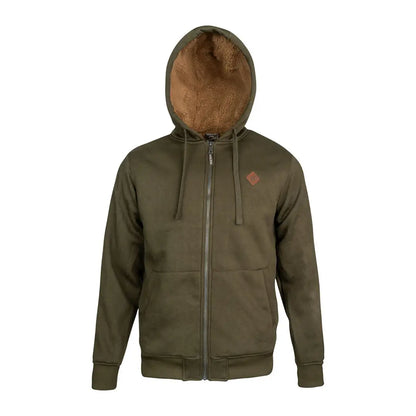 Men’s olive green Jack Pyke Yakka Hoodie with faux fur-lined hood for casual style