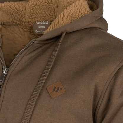 Brown Jack Pyke Yakka Hoodie with fleece lining and chest logo for casual style