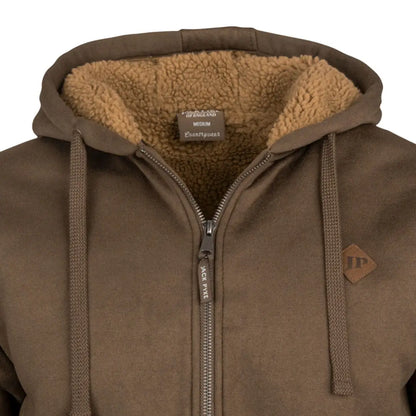 Brown Jack Pyke Yakka Hoodie with fur-lined hood and full zip closure for outdoor wear