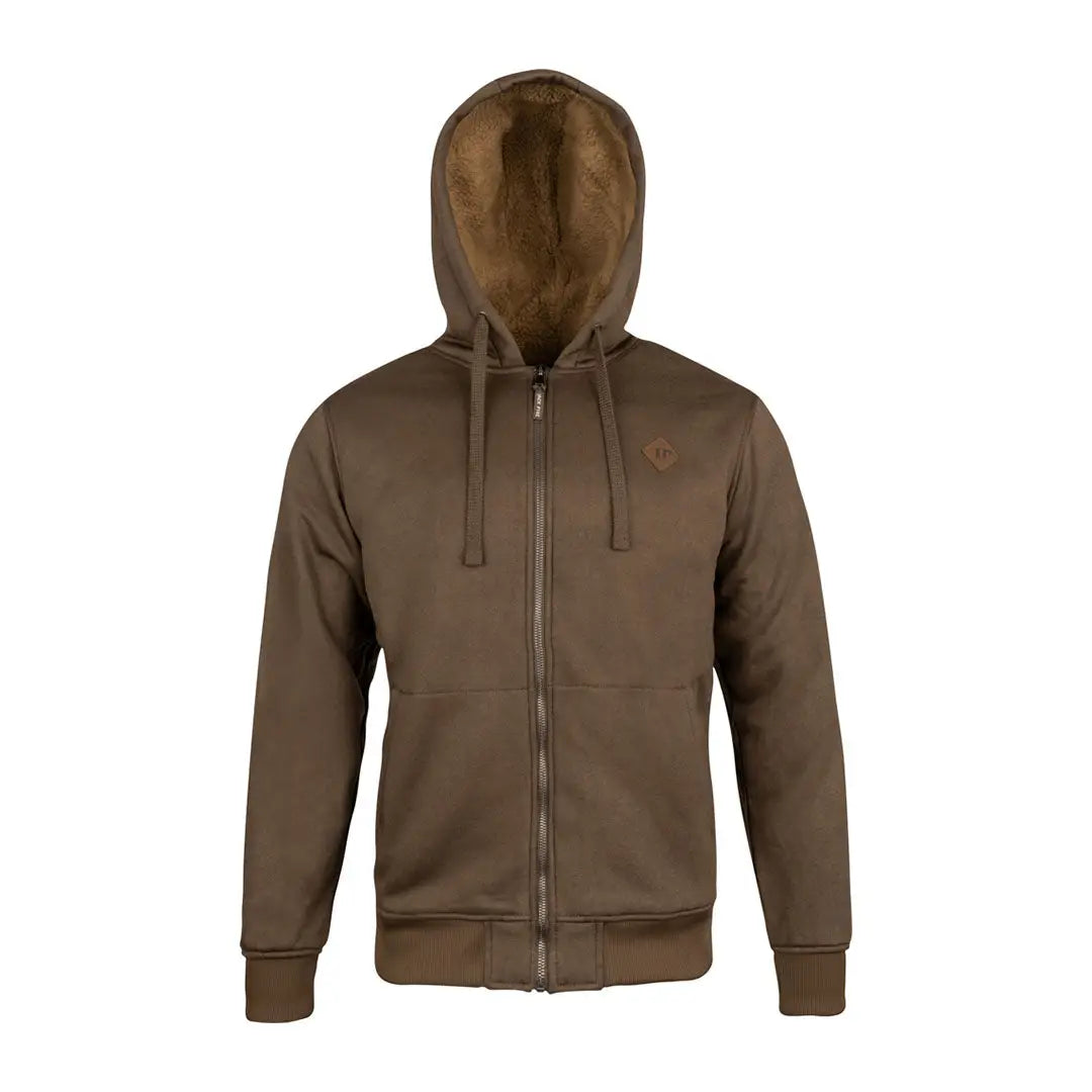 Men’s brown Jack Pyke Yakka hoodie with faux fur-lined hood for casual style